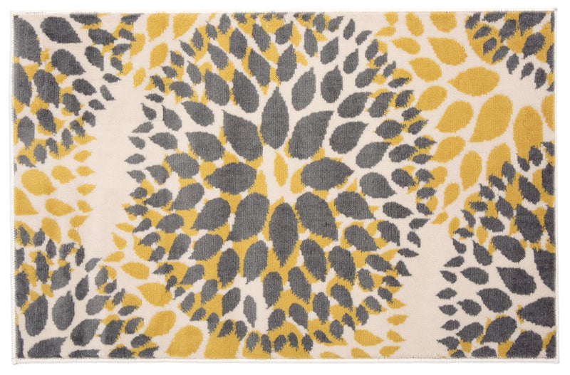 Rugshop Modern Yellow Floral Circles Design Area Rug â€“ Elegant Non-Shedding, 2' x 3' for Living Room, Bedroom, Dining Room, Kitchen - Image 2